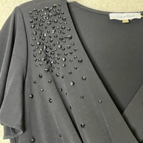 Calvin Klein Womans Dress Short Sleeve with Adornments Black Size XS XSmall - Picture 3 of 6
